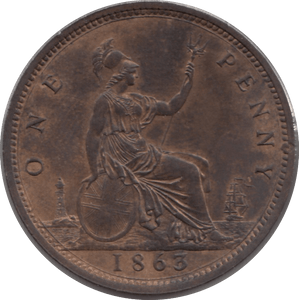 1863 PENNY ( UNC ) 2 - Penny - Cambridgeshire Coins