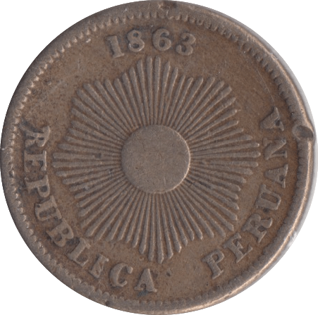 1863 PERU ONE CENTAVO - WORLD COINS - Cambridgeshire Coins
