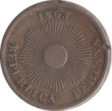 1863 PERU ONE CENTAVO - WORLD COINS - Cambridgeshire Coins