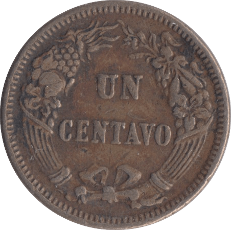 1863 PERU ONE CENTAVO - WORLD COINS - Cambridgeshire Coins