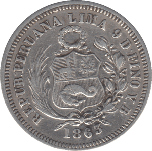 1863 silver 1/5 sol Peru - SILVER WORLD COINS - Cambridgeshire Coins