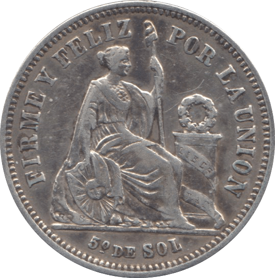1863 silver 1/5 sol Peru - SILVER WORLD COINS - Cambridgeshire Coins