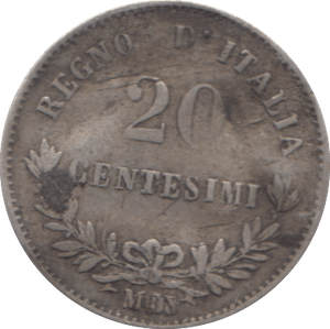 1863 SILVER CENTESIMI ITALY - SILVER WORLD COINS - Cambridgeshire Coins