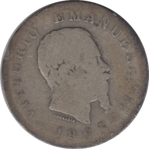 1863 SILVER ONE LIRA ITALY - SILVER WORLD COINS - Cambridgeshire Coins
