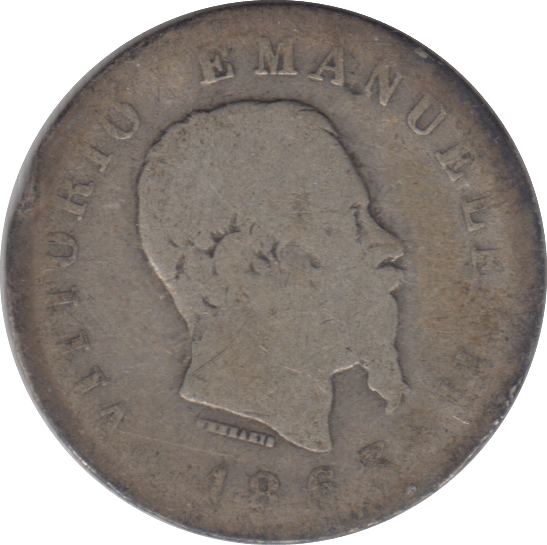 1863 SILVER ONE LIRA ITALY - SILVER WORLD COINS - Cambridgeshire Coins