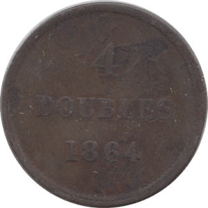 1864 4 DOUBLES GUERNSEY - WORLD COINS - Cambridgeshire Coins
