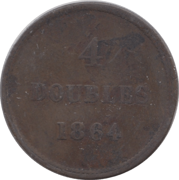 1864 4 DOUBLES GUERNSEY - WORLD COINS - Cambridgeshire Coins