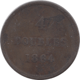 1864 4 DOUBLES GUERNSEY - WORLD COINS - Cambridgeshire Coins