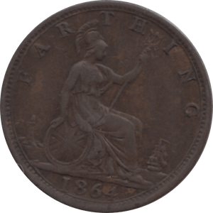 1864 FARTHING 2 ( GVF ) 89 - Farthing - Cambridgeshire Coins