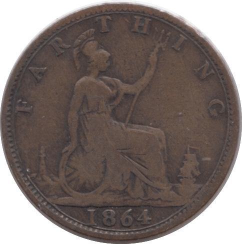 1864 FARTHING ( FINE ) 2 - Farthing - Cambridgeshire Coins