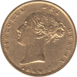 1864 GOLD HALF SOVEREIGN ( GVF ) - Half Sovereign - Cambridgeshire Coins