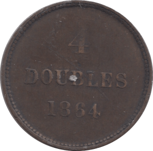 1864 GUERNSEY 4 DOUBLES - WORLD COINS - Cambridgeshire Coins