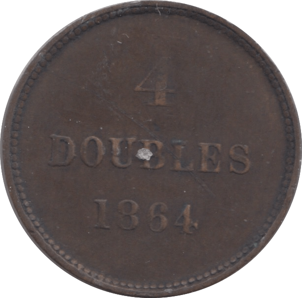 1864 GUERNSEY 4 DOUBLES - WORLD COINS - Cambridgeshire Coins