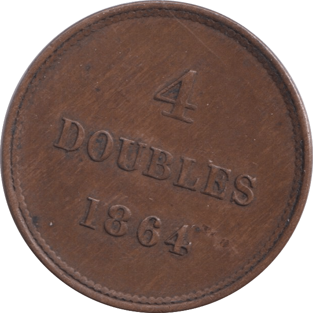1864 GUERNSEY 4 DOUBLES - WORLD COINS - Cambridgeshire Coins