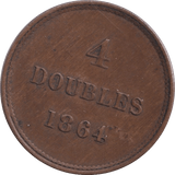 1864 GUERNSEY 4 DOUBLES - WORLD COINS - Cambridgeshire Coins