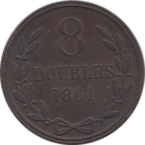 1864 GUERNSEY 8 DOUBLES - WORLD COINS - Cambridgeshire Coins