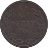 1864 GUERNSEY 8 DOUBLES - WORLD COINS - Cambridgeshire Coins