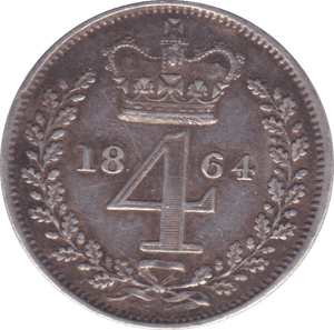 1864 MAUNDY FOURPENCE ( EF ) - Maundy Coins - Cambridgeshire Coins