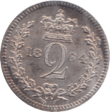 1864 MAUNDY TWOPENCE ( BU ) - Maundy Coins - Cambridgeshire Coins