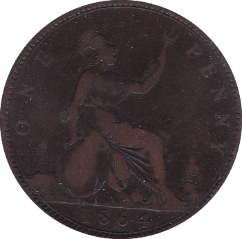1864 PENNY ( F ) C . - Penny - Cambridgeshire Coins