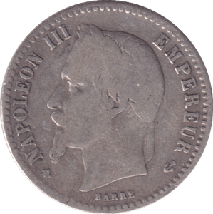 1864 SILVER 50 CENT FRANCE - SILVER WORLD COINS - Cambridgeshire Coins