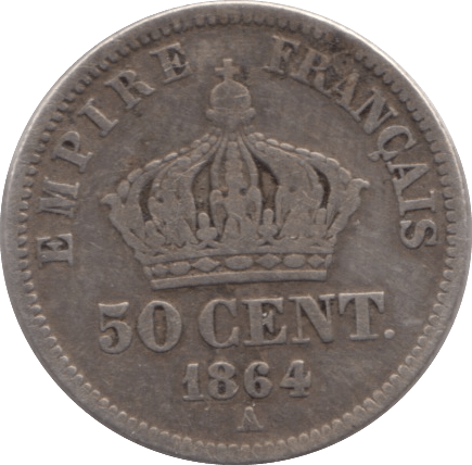 1864 SILVER 50 CENTIMES FRANCE - WORLD COINS - Cambridgeshire Coins