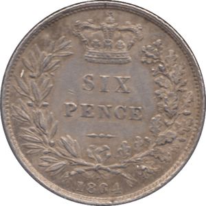1864 SIXPENCE ( EF ) DIE 7 - Sixpence - Cambridgeshire Coins