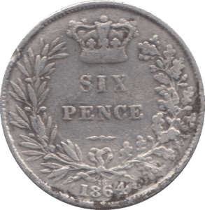 1864 SIXPENCE ( FINE ) DIE 12 - SIXPENCE - Cambridgeshire Coins