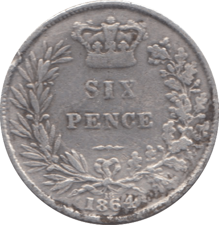 1864 SIXPENCE ( FINE ) DIE 12 - SIXPENCE - Cambridgeshire Coins