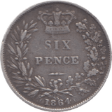 1864 SIXPENCE ( GF ) 6 - Sixpence - Cambridgeshire Coins