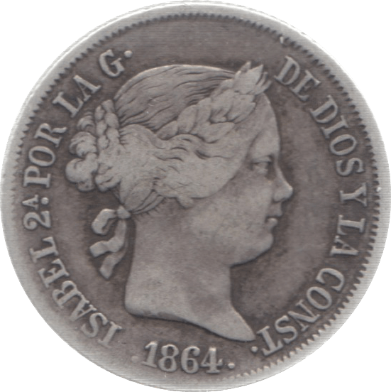 1864 SPAIN SILVER 40 CENTIMOS - WORLD COINS - Cambridgeshire Coins