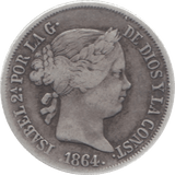 1864 SPAIN SILVER 40 CENTIMOS - WORLD COINS - Cambridgeshire Coins