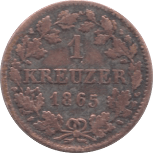 1865 BAVARIA ONE KREUZER - SILVER WORLD COINS - Cambridgeshire Coins