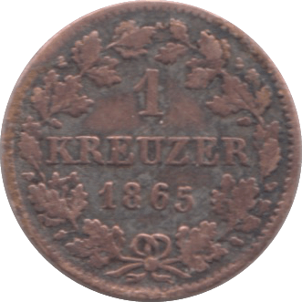 1865 BAVARIA ONE KREUZER - SILVER WORLD COINS - Cambridgeshire Coins