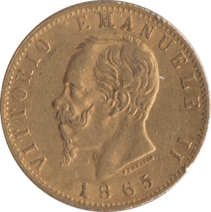 1865 GOLD 20 LIRA ITALY - Gold World Coins - Cambridgeshire Coins