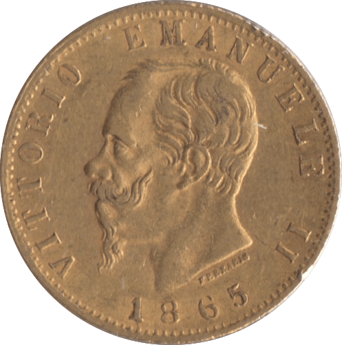 1865 GOLD 20 LIRA ITALY - Gold World Coins - Cambridgeshire Coins