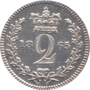 1865 MAUNDY TWO PENCE ( EF ) - Maundy Coins - Cambridgeshire Coins