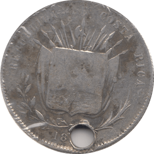 1865 SILVER 50 CENTAVOS COSTA RICA - SILVER WORLD COINS - Cambridgeshire Coins