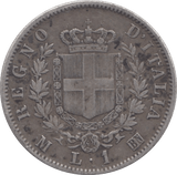 1865 SILVER ITALY ONE LIRA - WORLD COINS - Cambridgeshire Coins