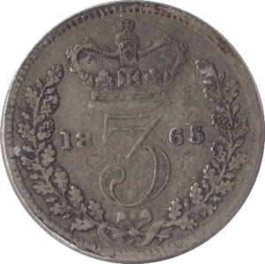 1865 SILVER THREEPENCE ( FAIR ) - Threepence - Cambridgeshire Coins