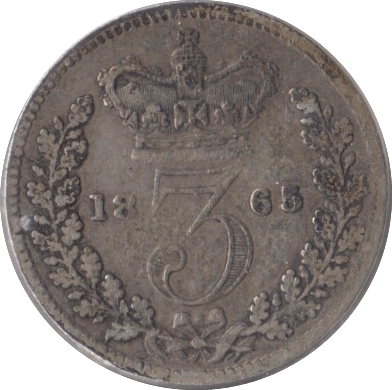 1865 SILVER THREEPENCE ( FAIR ) - Threepence - Cambridgeshire Coins