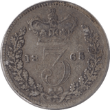 1865 SILVER THREEPENCE ( FAIR ) - Threepence - Cambridgeshire Coins