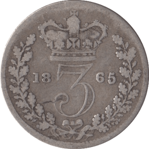 1865 SILVER THREEPENCE ( FAIR ) - Threepence - Cambridgeshire Coins