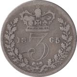 1865 SILVER THREEPENCE ( FAIR ) - Threepence - Cambridgeshire Coins