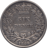 1865 SIXPENCE ( GVF ) DIE 5 - Sixpence - Cambridgeshire Coins