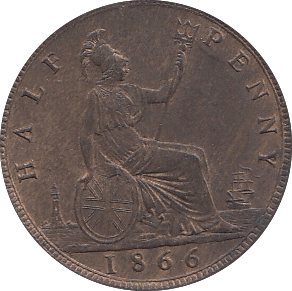1866 HALFPENNY ( UNC ) - Halfpenny - Cambridgeshire Coins
