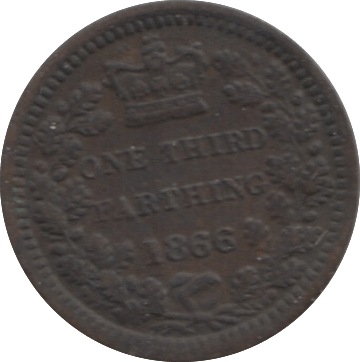 1866 ONE THIRD FARTHING ( GVF ) 1 - One Third Farthing - Cambridgeshire Coins