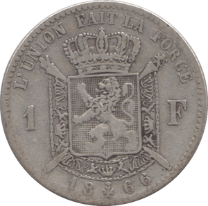 1866 SILVER 1 FRANCS BELGIUM - SILVER WORLD COINS - Cambridgeshire Coins