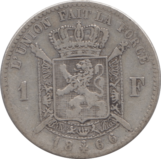 1866 SILVER 1 FRANCS BELGIUM - SILVER WORLD COINS - Cambridgeshire Coins