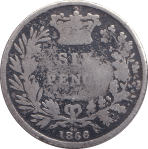 1866 SIXPENCE ( FAIR ) - Sixpence - Cambridgeshire Coins